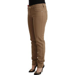 Jacob Cohen Brown Cotton Stretch Mid Waist Skinny Pants