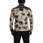 Dolce & Gabbana Green Beige Floral Cotton Stretch Exclusive Shirt TSH7976- 38