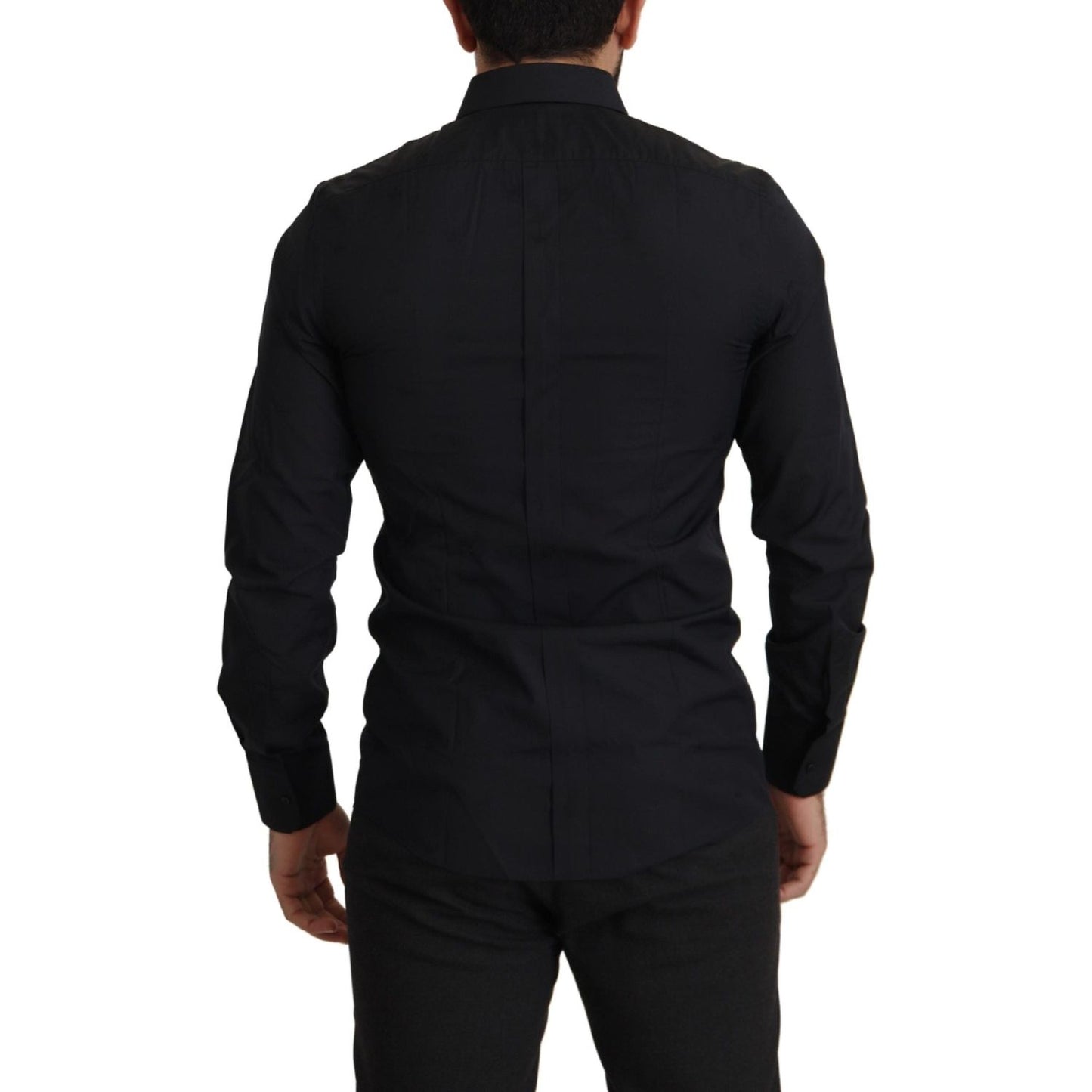 Dolce & Gabbana Black Cotton GOLD Slim Fit Dress Shirt TSH82933- 37