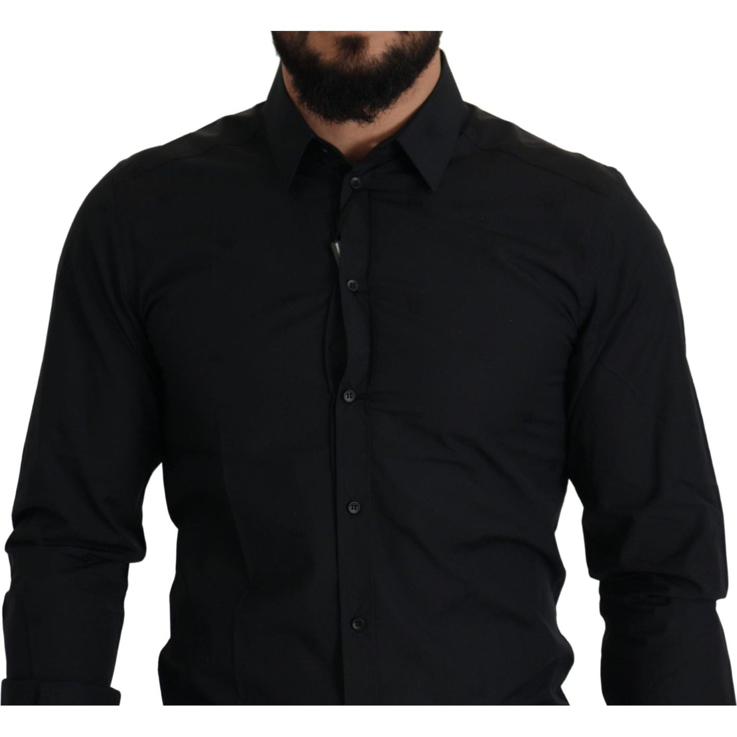 Dolce & Gabbana Black Cotton GOLD Slim Fit Dress Shirt TSH82933- 37
