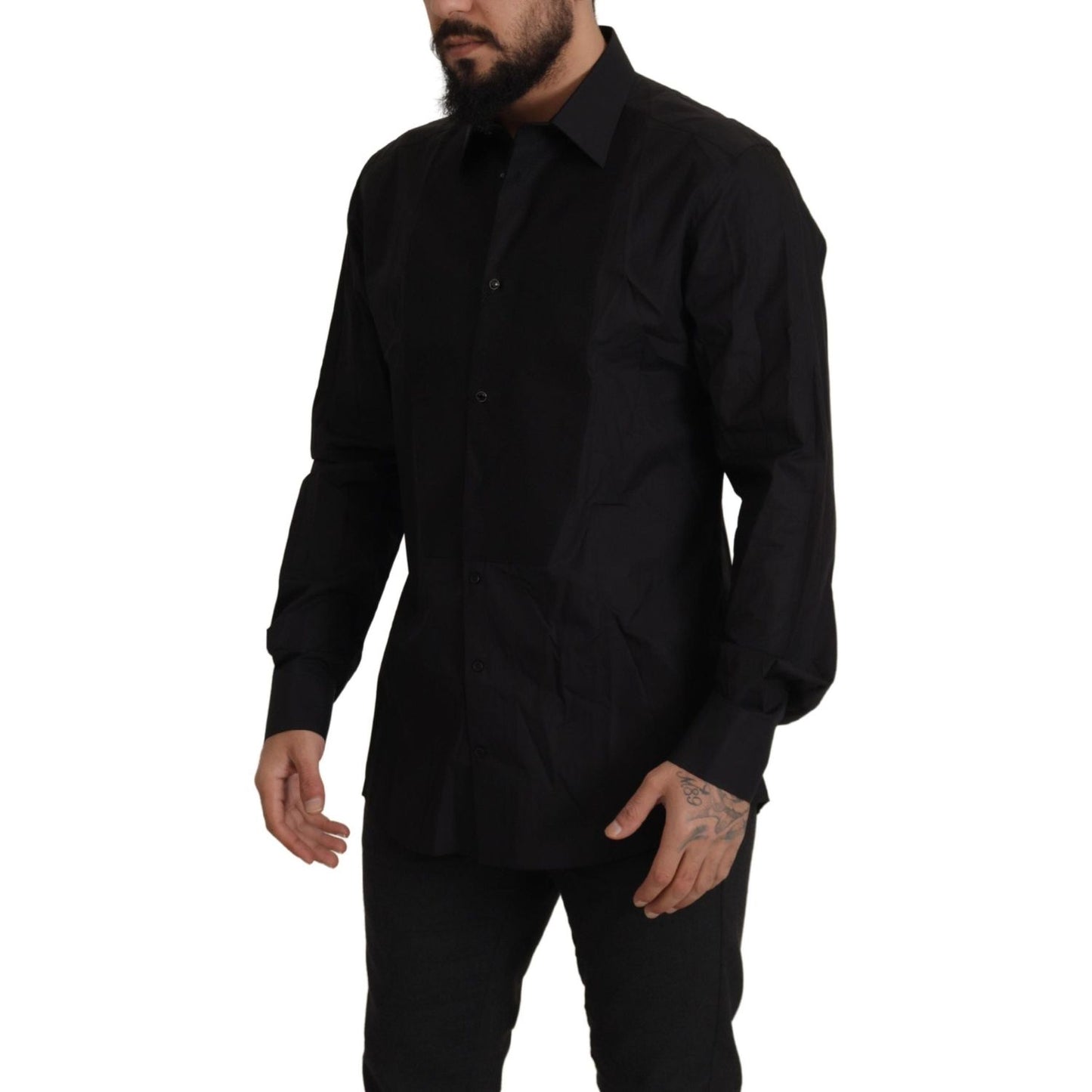 Dolce & Gabbana Black GOLD Slim Fit Tuxedo Dress Shirt TSH82938- 37