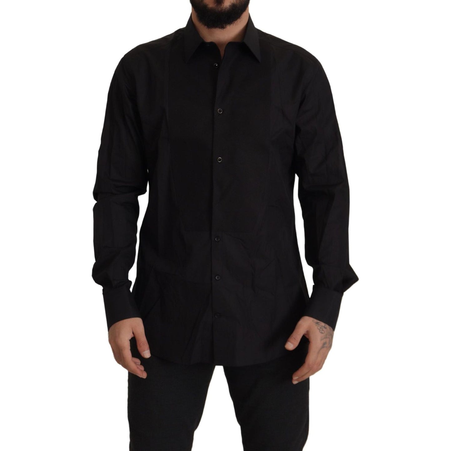 Dolce & Gabbana Black GOLD Slim Fit Tuxedo Dress Shirt TSH82938- 37