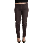 Ermanno Scervino Brown Cotton Low Waist Slim Fit Pants