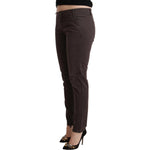 Ermanno Scervino Brown Cotton Low Waist Slim Fit Pants