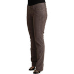Jeckerson Brown Cotton Low Waist Iconic Patches Leg Denim Jeans