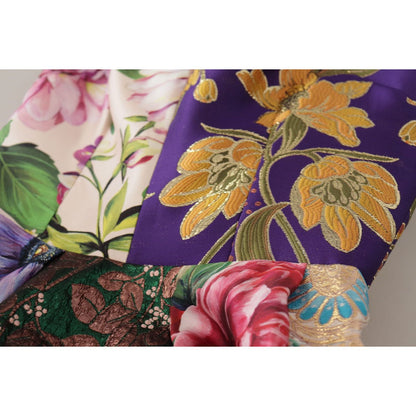 Dolce & Gabbana Dress Midi Patchwork Floral Jaquard Silk