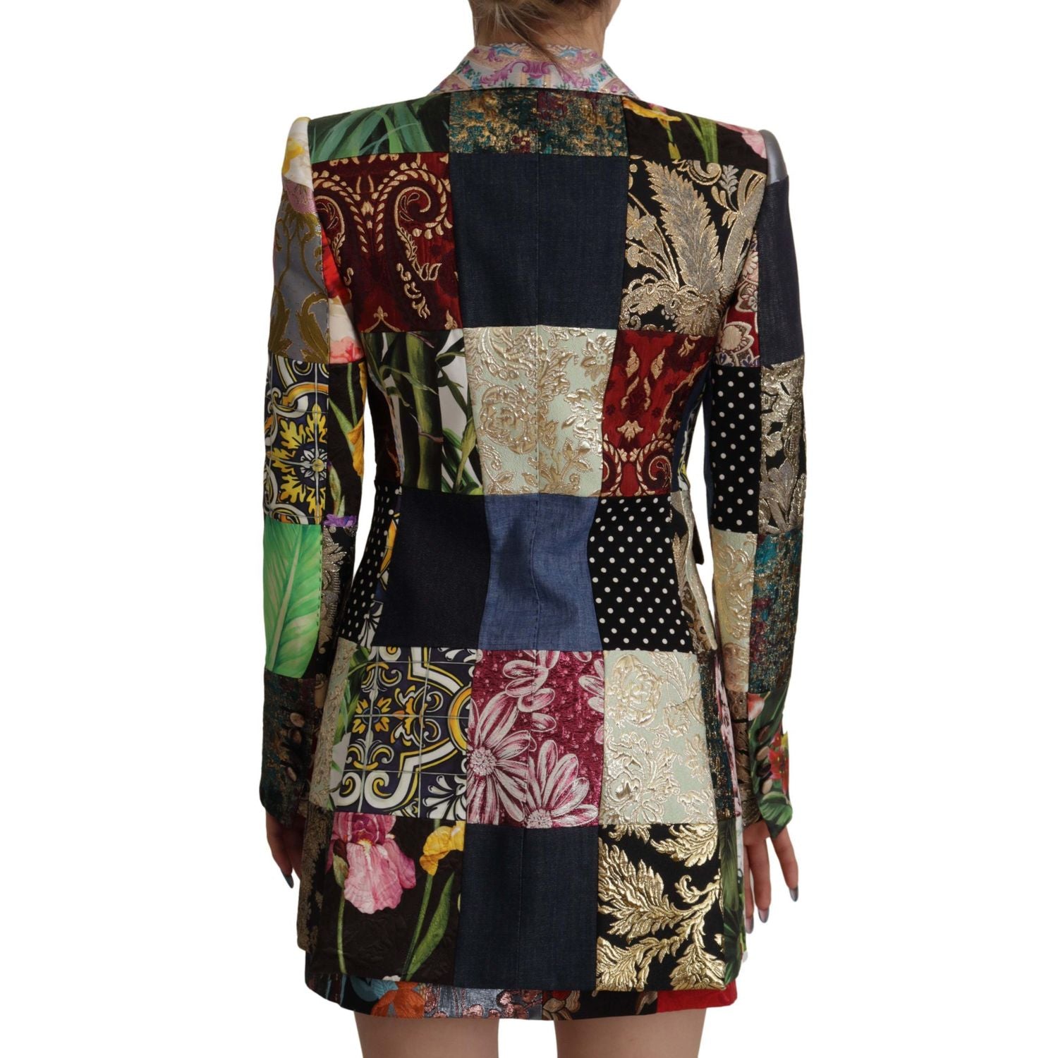 Dolce & Gabbana Multicolor Double-Breasted Patchwork Jacquard Blazer Jacket