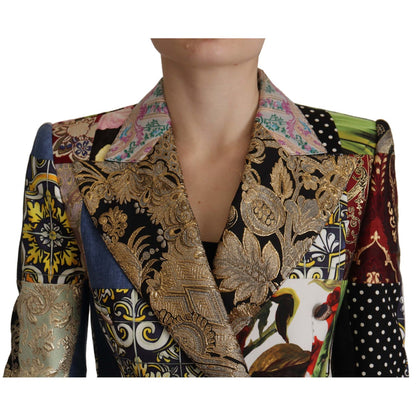 Dolce & Gabbana Multicolor Double-Breasted Patchwork Jacquard Blazer Jacket