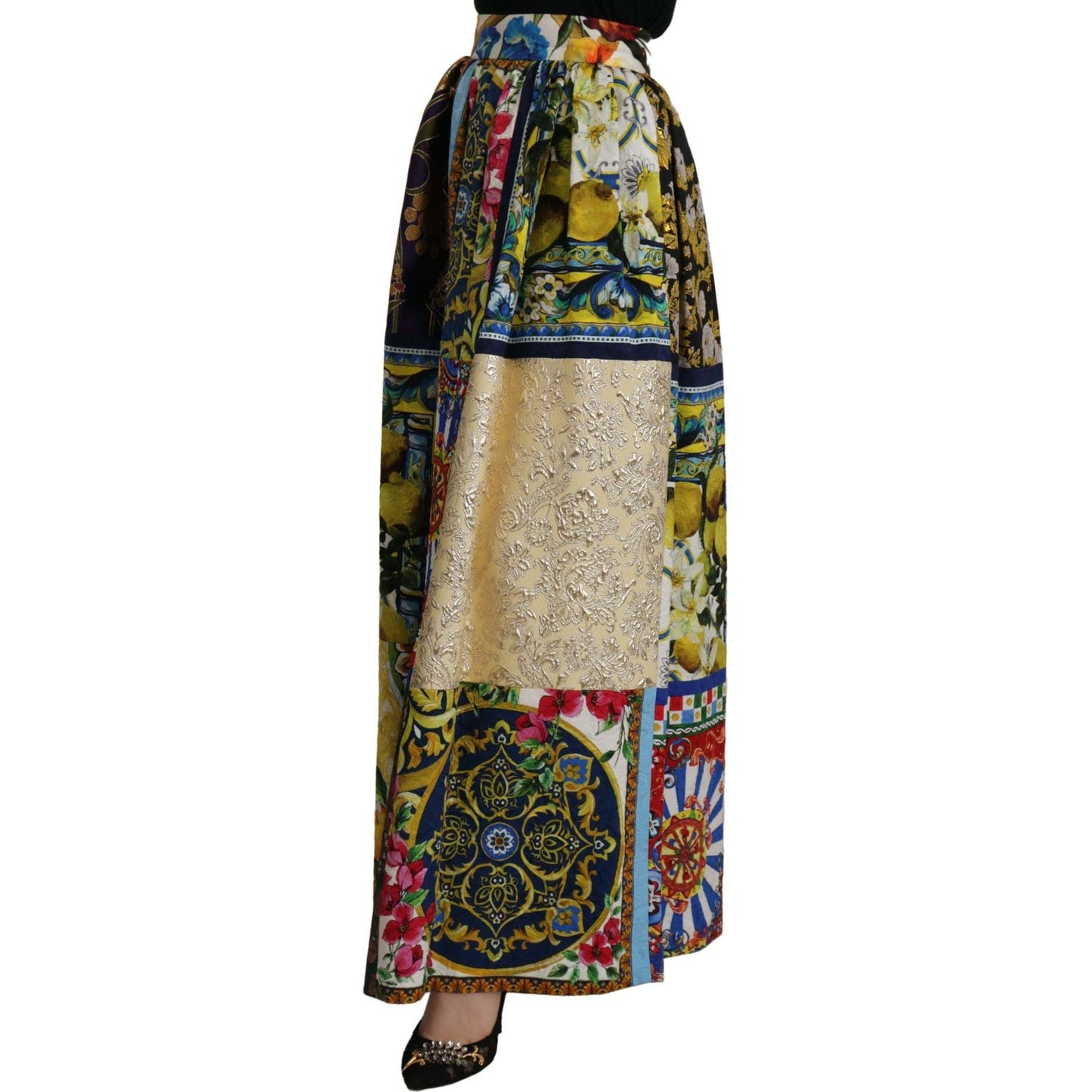 Dolce & Gabbana Multicolor Patchwork Sicily Long Maxi Skirt SKI1820- 36