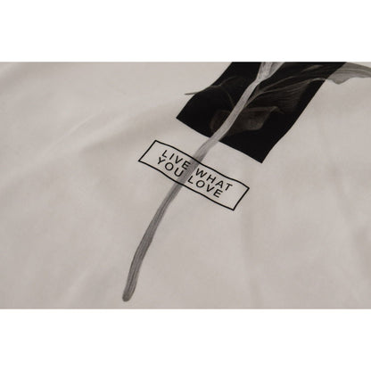 Dolce & Gabbana White Black Roses Crewneck Cotton T-shirt