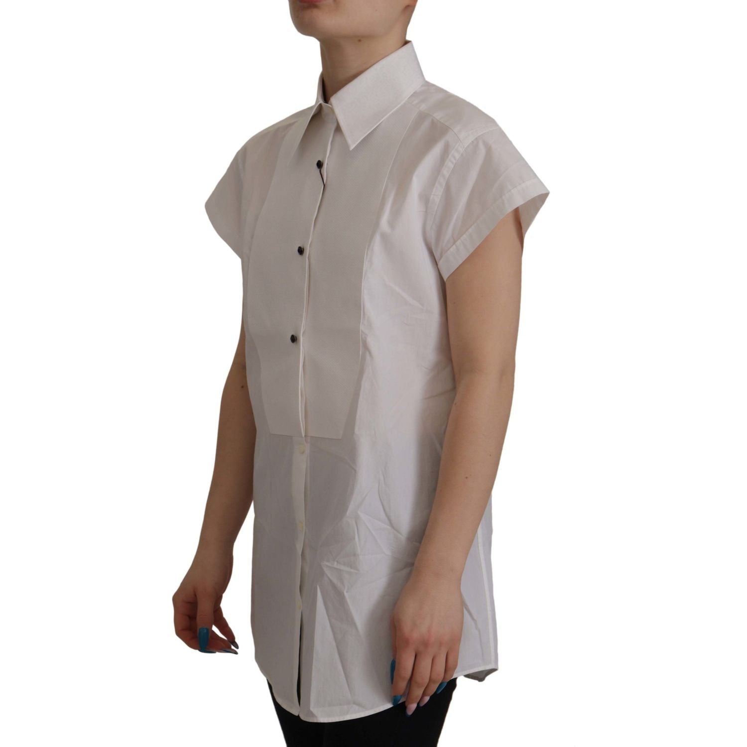 بلوزة توكسيدو أنيقة بدون أكمام مع أزرار من الكريستال من دولتشي آند غابانا