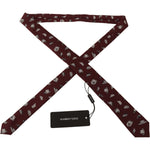 Dolce & Gabbana Maroon Hat Pattern 100% Silk Adjustable Accessory Tie