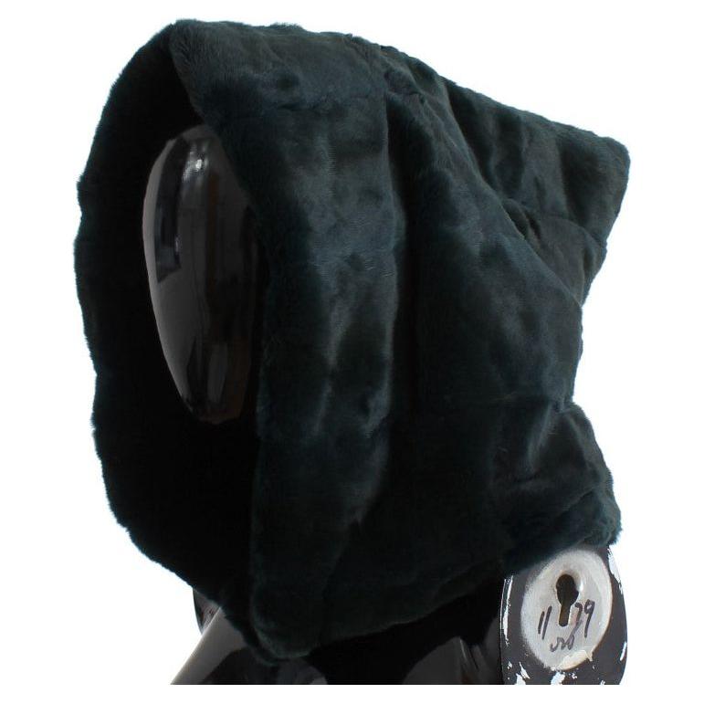 Dolce & Gabbana Green Weasel Fur Crochet Hood Scarf Hat