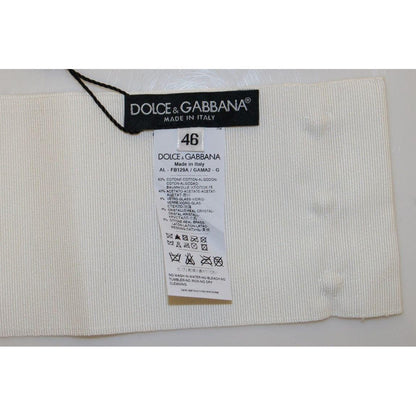 Dolce & Gabbana White Crystal Brass Wide Waist Runway Belt Belt