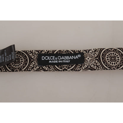 Dolce & Gabbana Black white 100% Silk Adjustable Neck Papillon Tie