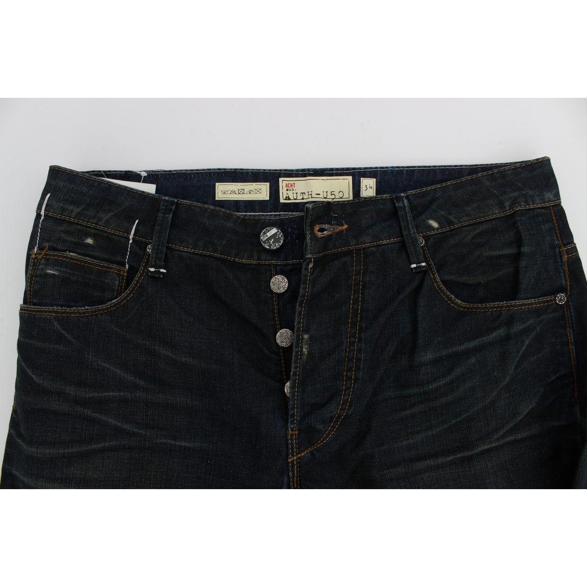 Acht Blue Wash Cotton Denim Straight Fit Jeans SIG30533-1