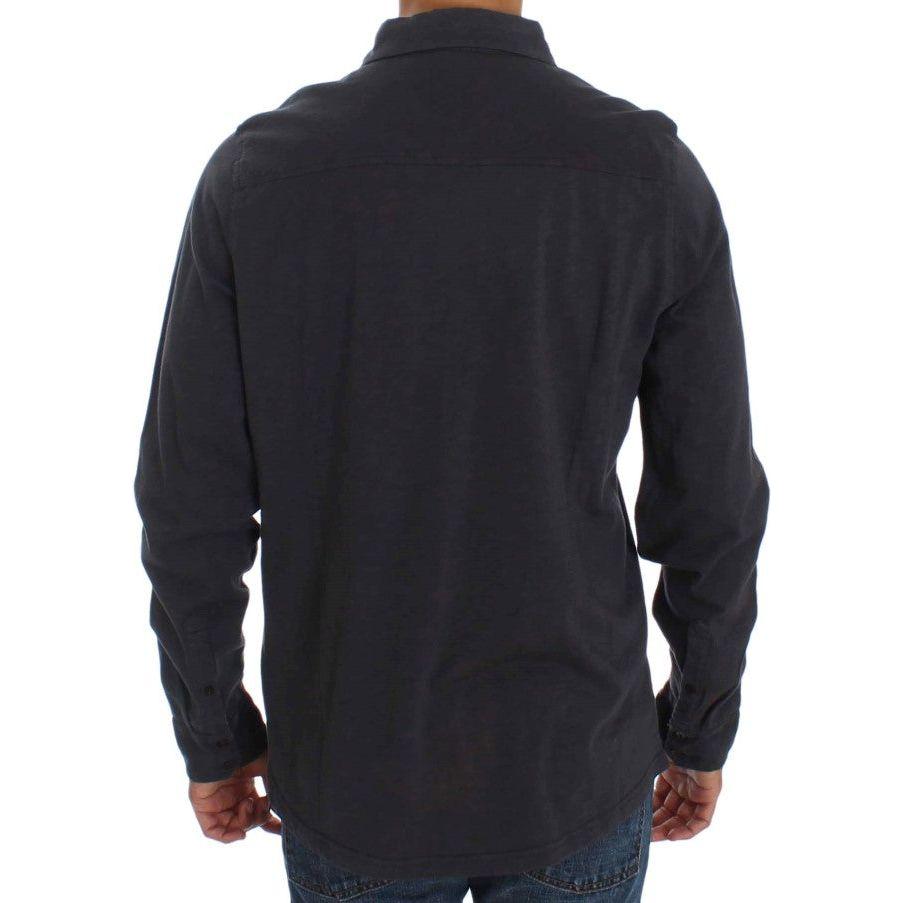 光滑灰色休闲棉质衬衫