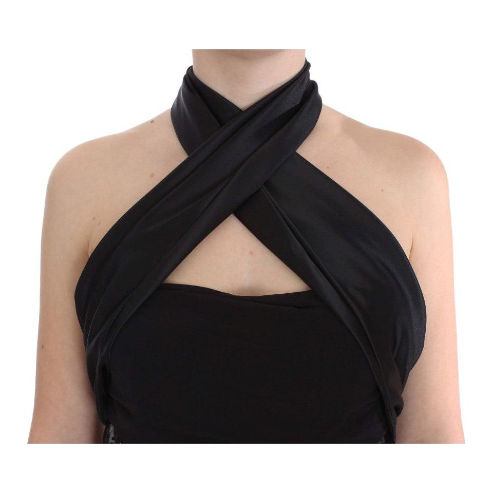 Exte Black Neck Wrap Top Blouse