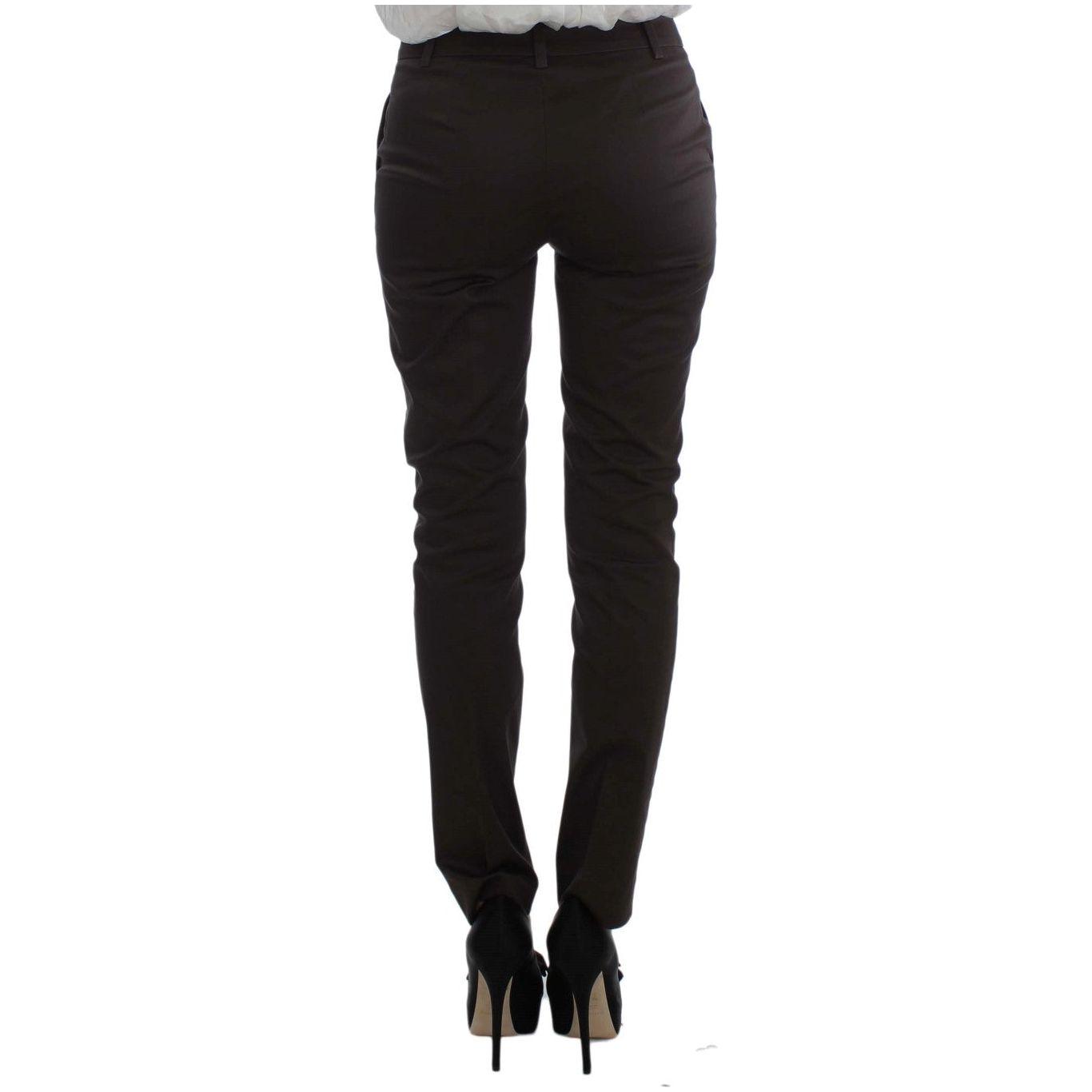 别致的棕色棉质氨纶西装套装