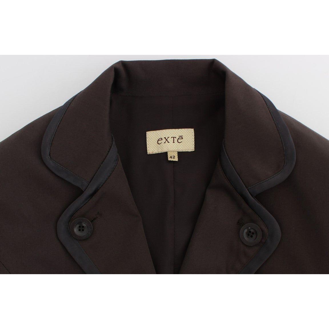 别致的棕色棉质氨纶西装套装