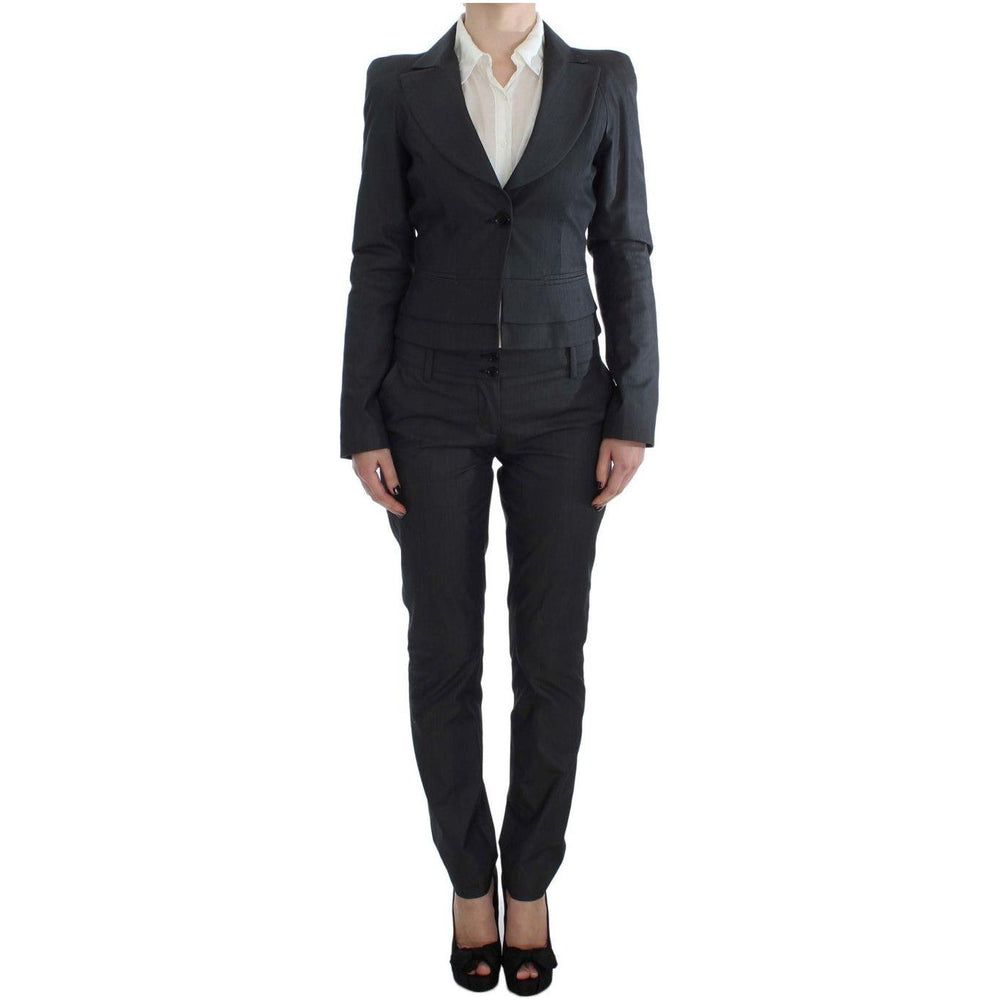 Exte Gray One Button Two Piece Suit Suit
