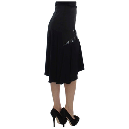 Exte Black Blue Cotton Stretch Straight Skirt