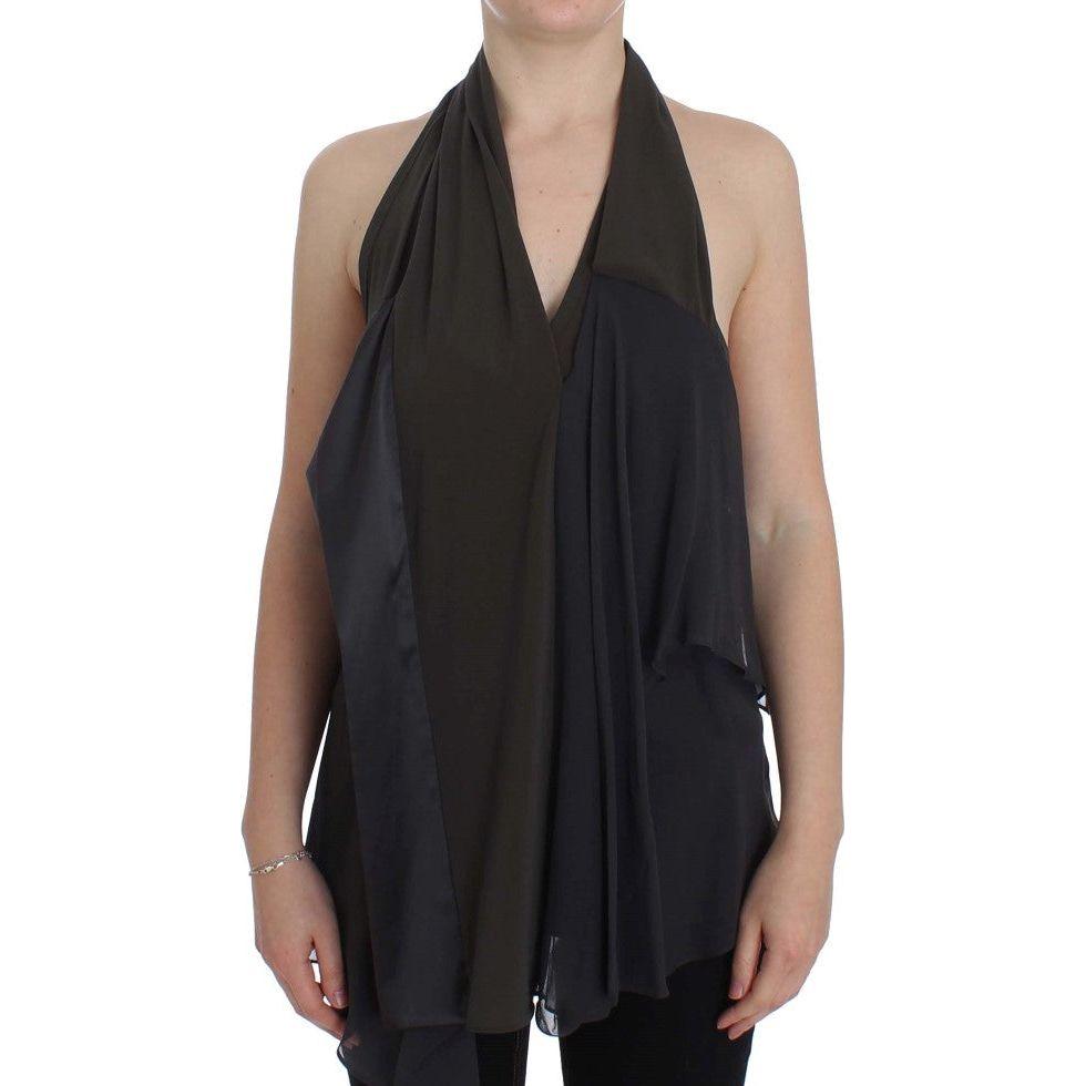 优雅的灰色和蓝色挂脖衬衫