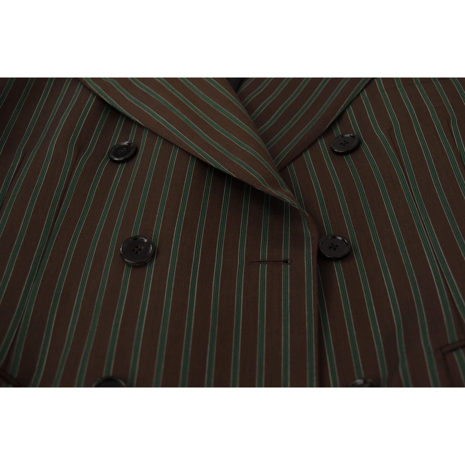 多色条纹双排扣西装外套