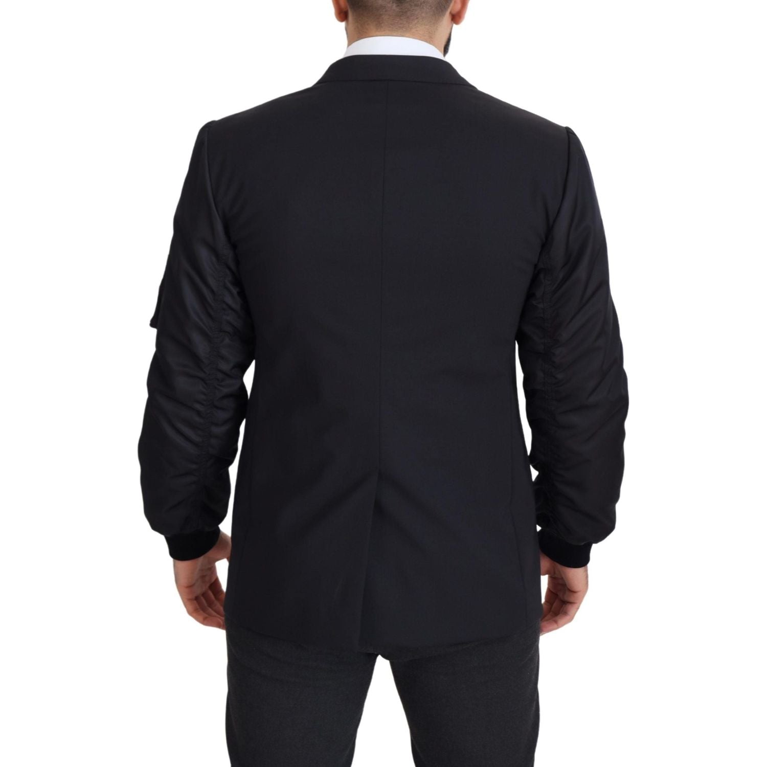 优雅黑色纯羊毛夹克