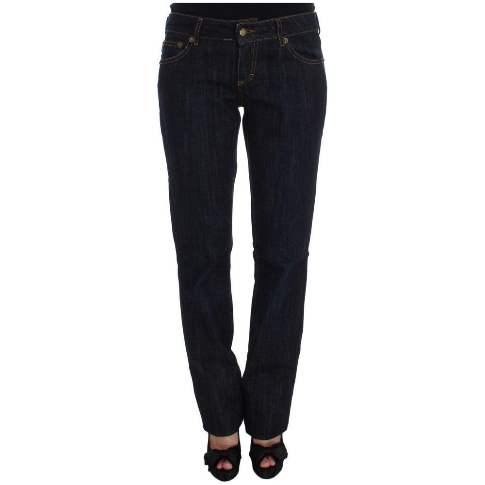Cavalli Blue Cotton Straight Fit Stretch Jeans SIG32384-3