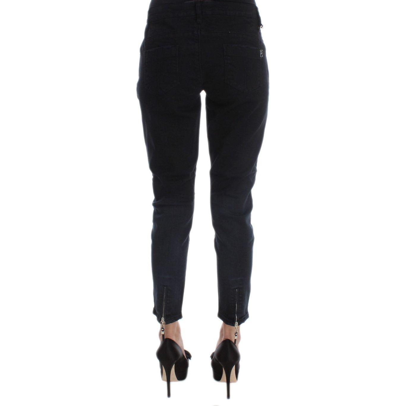 Costume National Black Cotton Slim Fit Cropped Jeans Jeans & Pants