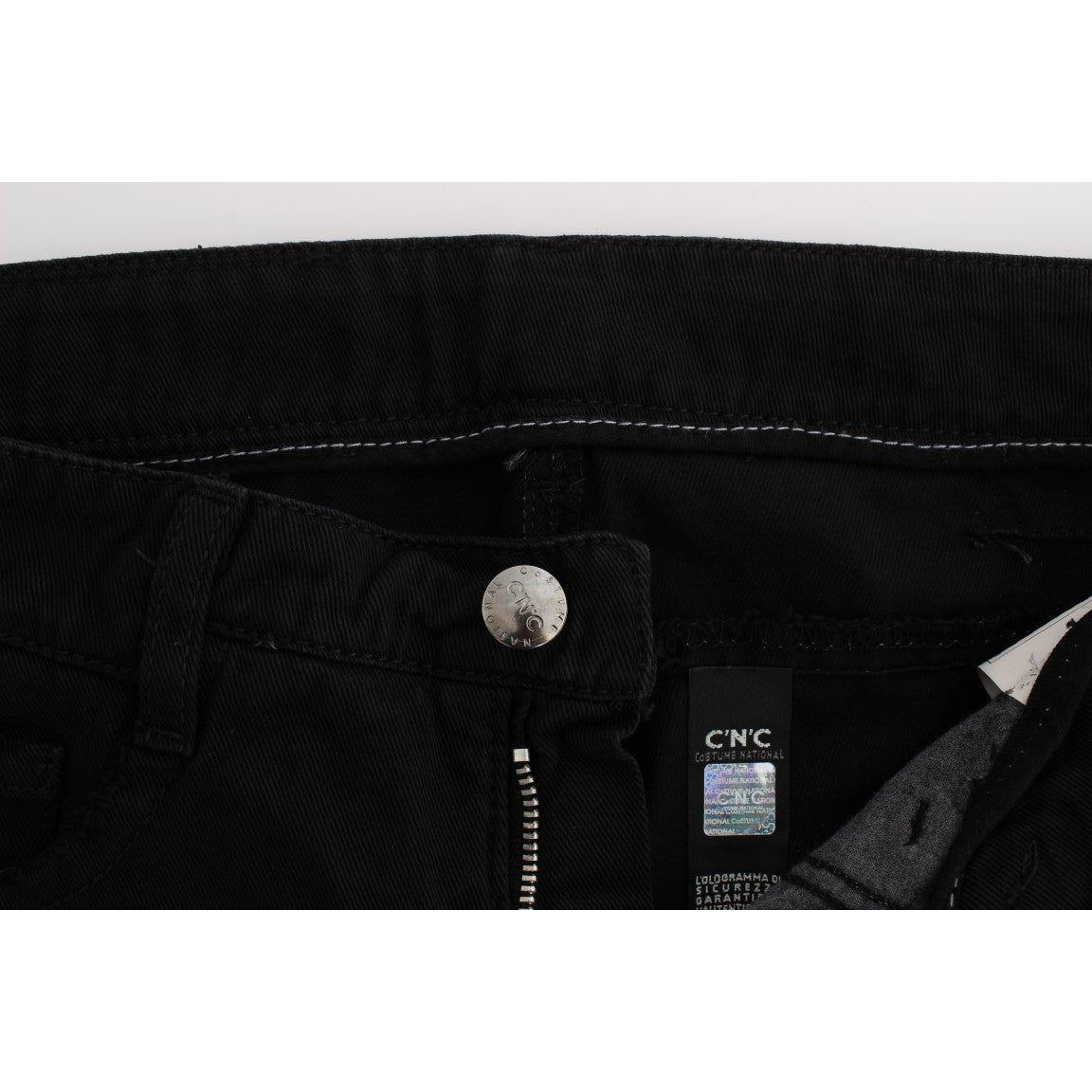 بنطلون جينز ضيق أسود اللون من القطن بسحاب من كوستيوم ناشيونال شيك