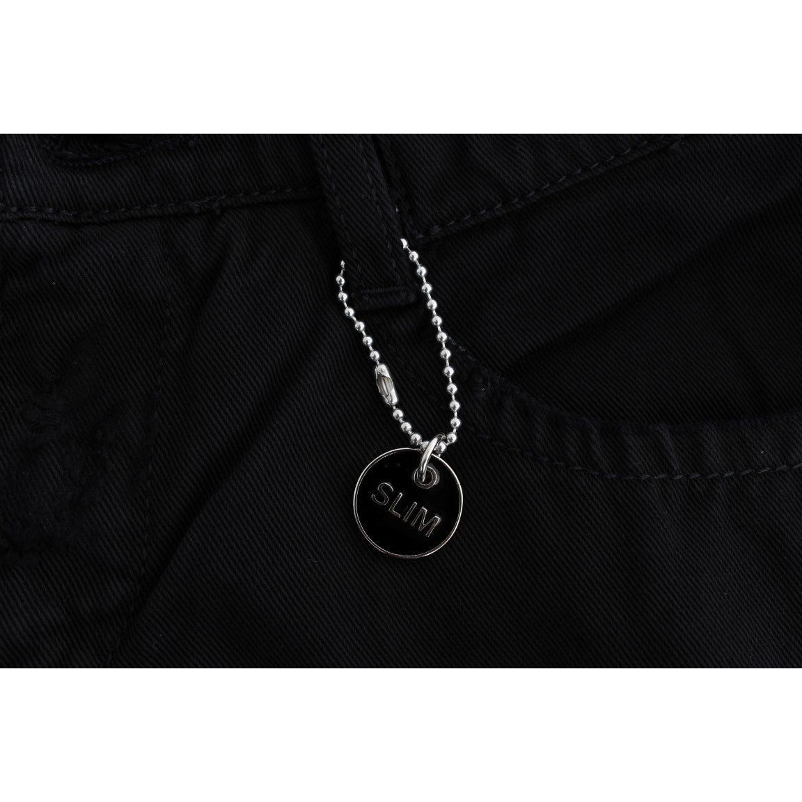 بنطلون جينز ضيق أسود اللون من القطن بسحاب من كوستيوم ناشيونال شيك