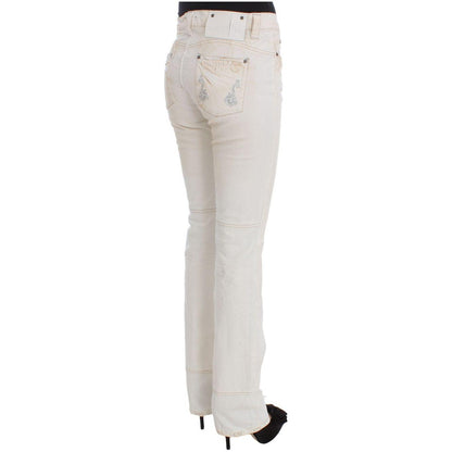 Costume National White Cotton Slim Fit Bootcut Jeans