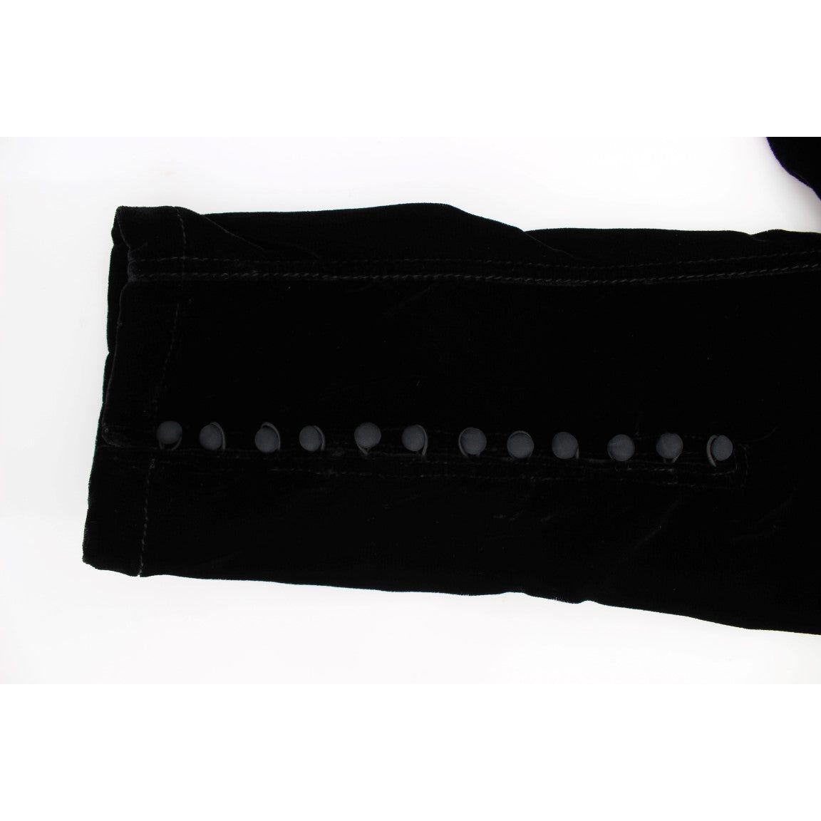 Ermanno Scervino Black Viscose Blend Velvet Slim Fit Pants