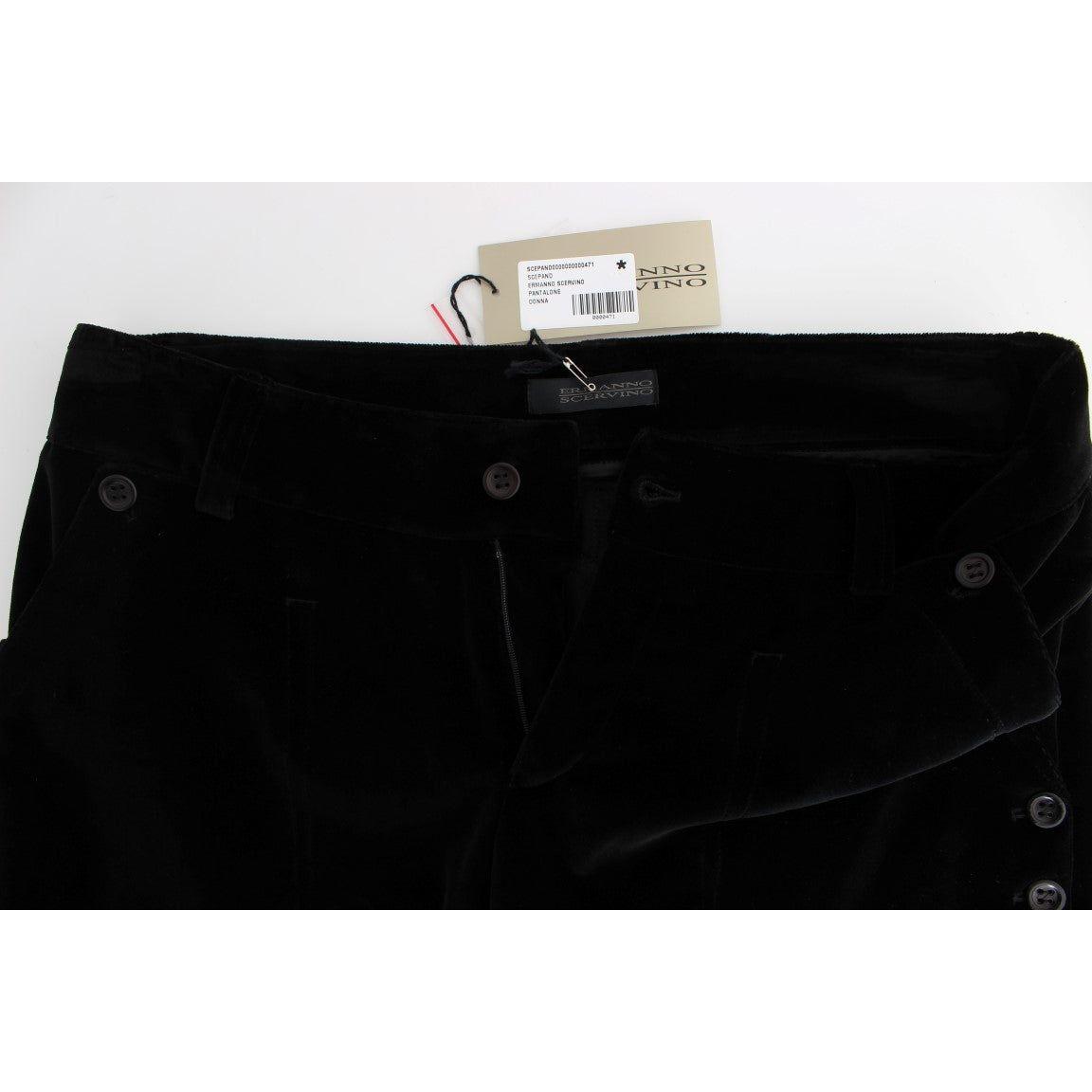 Ermanno Scervino Black Velvet Cotton Straight Legs Pants Jeans & Pants