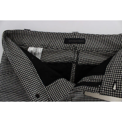 Ermanno Scervino Black White Checkered Cotton Casual Pants Jeans & Pants