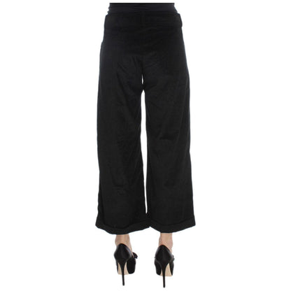 Ermanno Scervino Black Velvet Cotton Capri Bootcut Pants Jeans & Pants