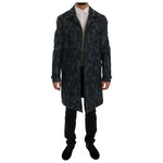 Dolce & Gabbana Blue Camouflage Trench Coat Elegance Coats & Jackets Dolce & Gabbana Black