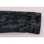 Dolce & Gabbana Blue Camouflage Trench Coat Elegance Coats & Jackets Dolce & Gabbana Dark Slate Gray