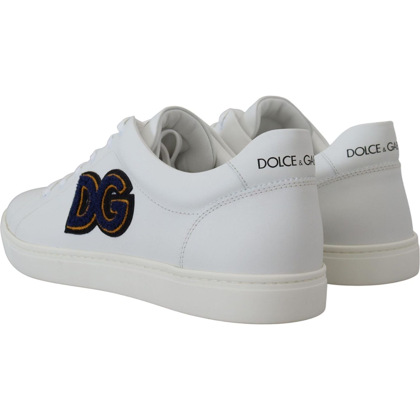 Dolce & Gabbana White Leather DG Logo Casual Sneakers Shoes