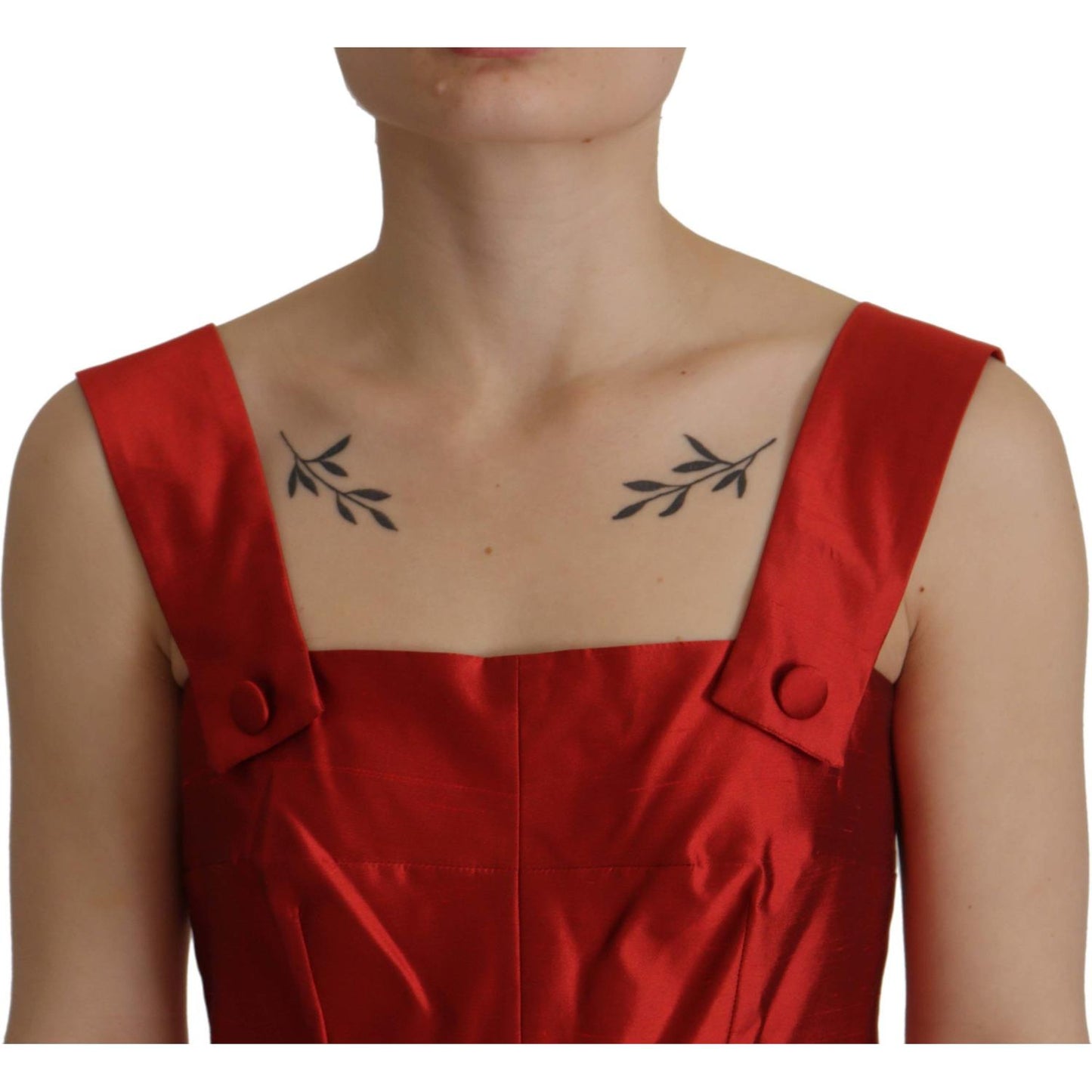 Dolce & Gabbana Red A-line Pleated Satin Silk Dress