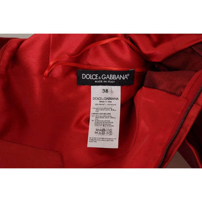 Dolce & Gabbana Red A-line Pleated Satin Silk Dress