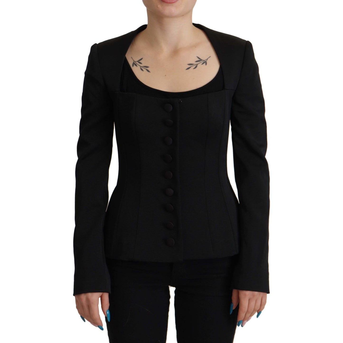 Dolce & Gabbana Black Slim Fit Long Sleeves Snap Jacket