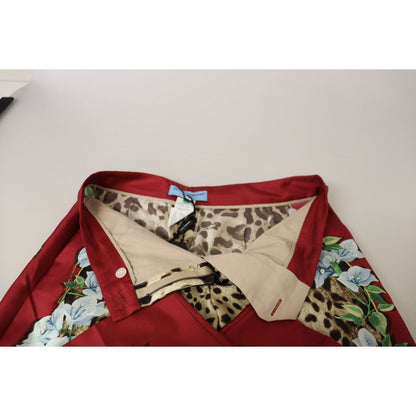 Dolce & Gabbana Multicolor Leopard Flora Printed Mid Waist Trouser Pants