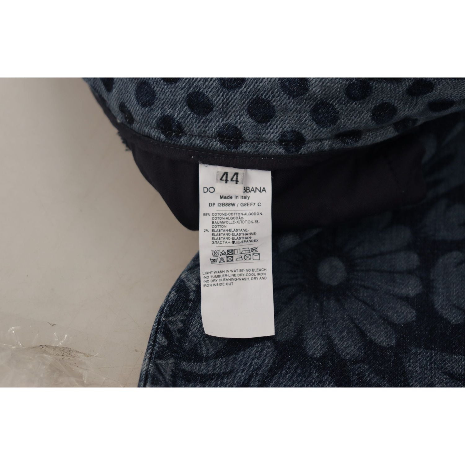 优雅花卉高腰紧身牛仔裤