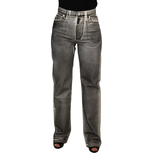 Dolce & Gabbana Grey Washed High Waist Denim Pants Cotton Jeans