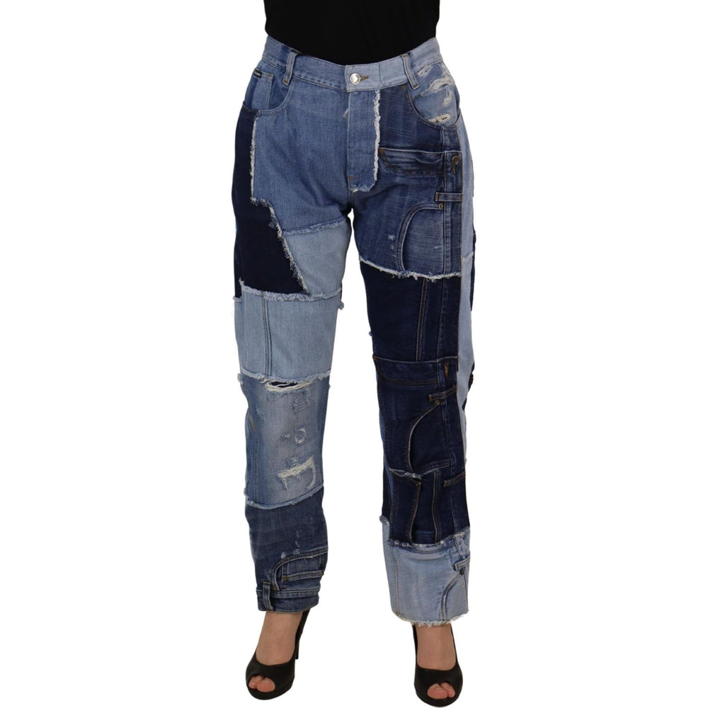 Dolce & Gabbana Multicolor Patchwork High Waist Denim Jeans PAN73102 - 46