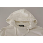 Dolce & Gabbana White Hoodie Pullover Embroidered Sweater
