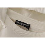 Dolce & Gabbana White Hoodie Pullover Embroidered Sweater